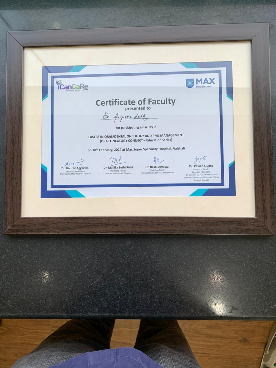 Certificate of Faculty