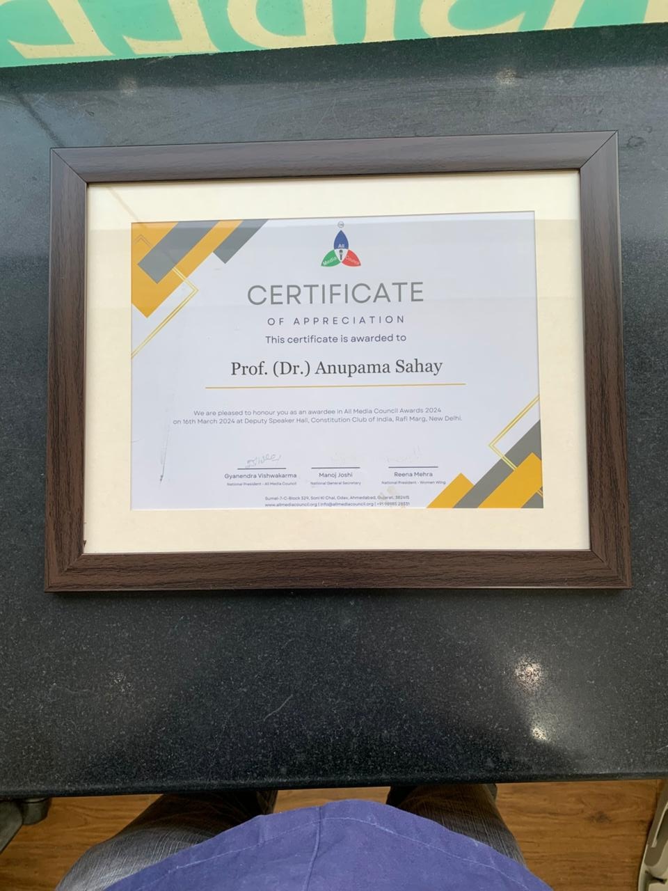 Certificate of Appreciation